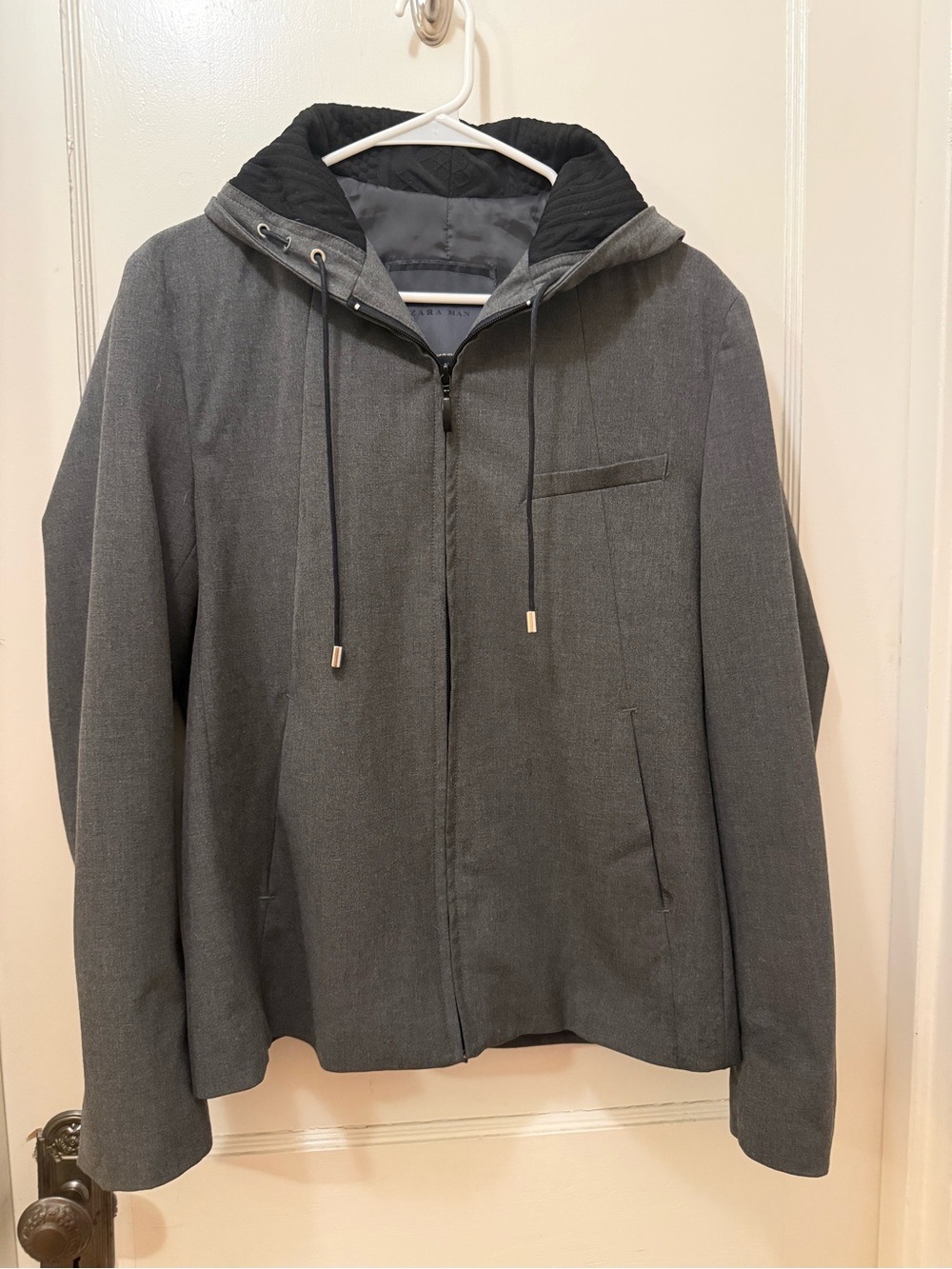 Men's Gray Hooded Zip Jacket